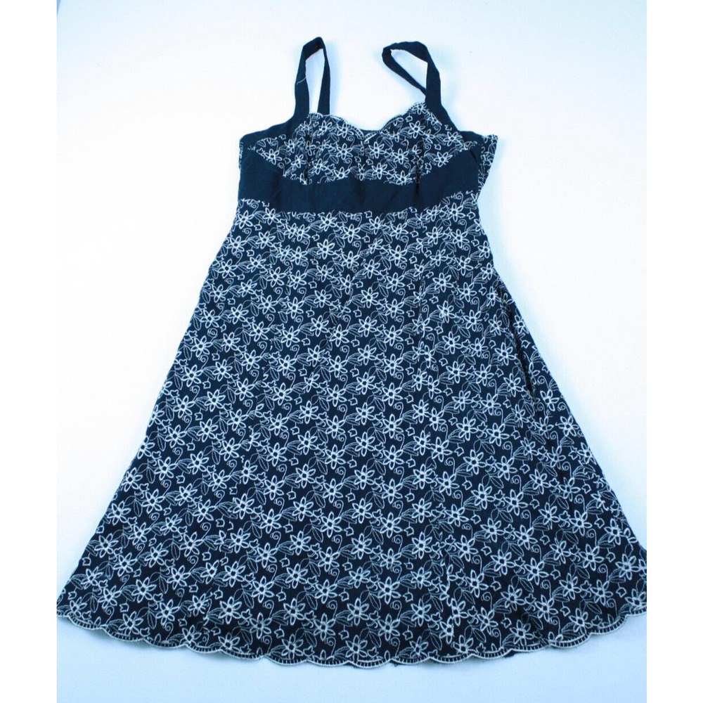 Vtg Black Floral Eyelet Sundress Boho Cottagecore Y2K Soft Girl Babydoll size 12